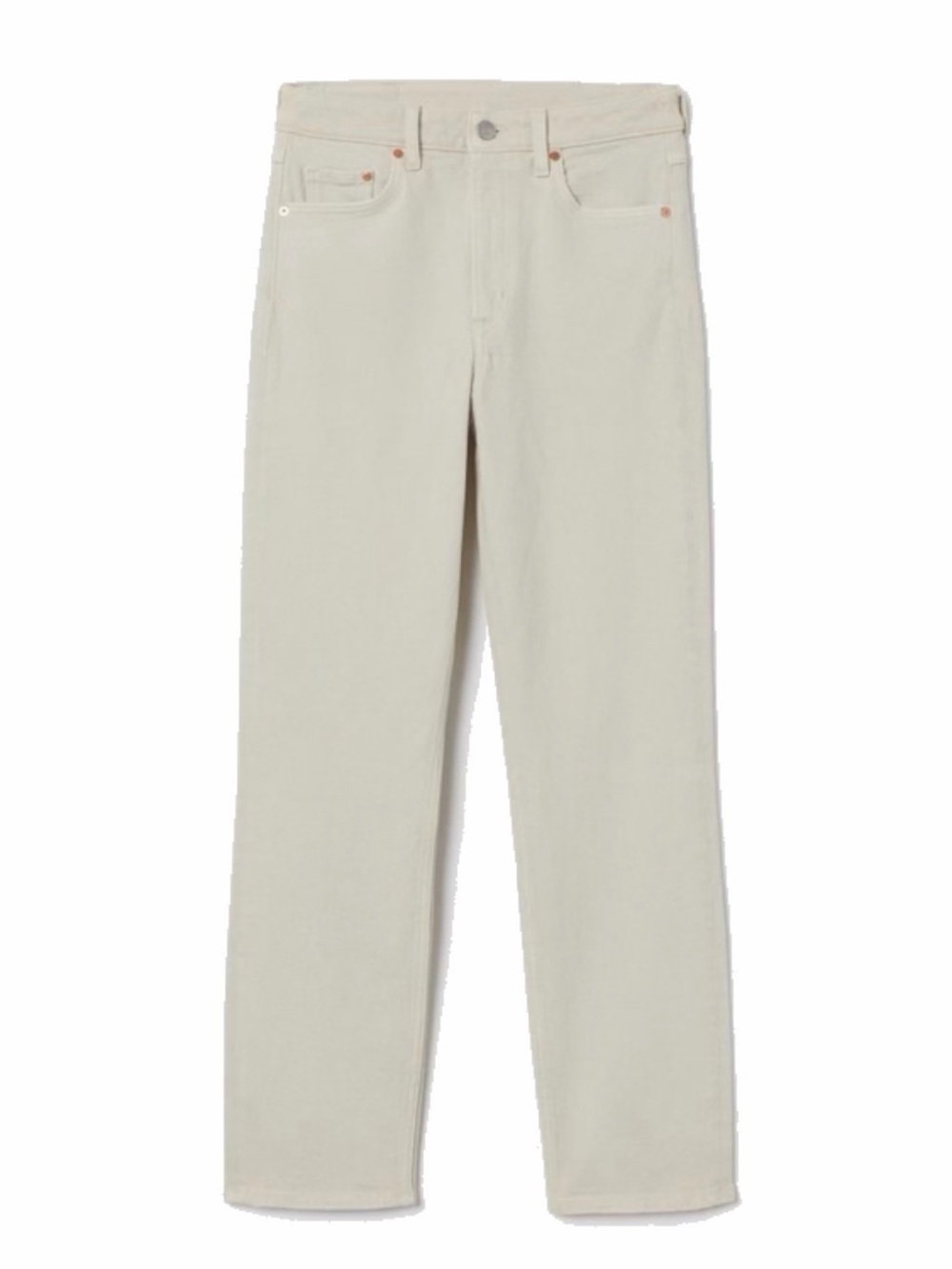 H&M Women's Cropped Straight Jeans in Off-White